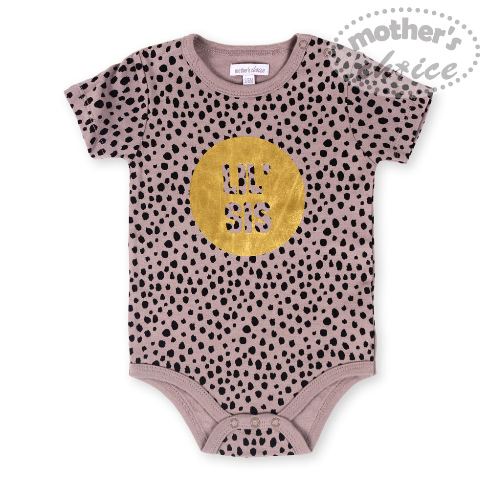 Mother's Choice Newborn Baby Infant 100% Pure CottonShort Sleeves Sis Leopard Print Bodysuit and Romper